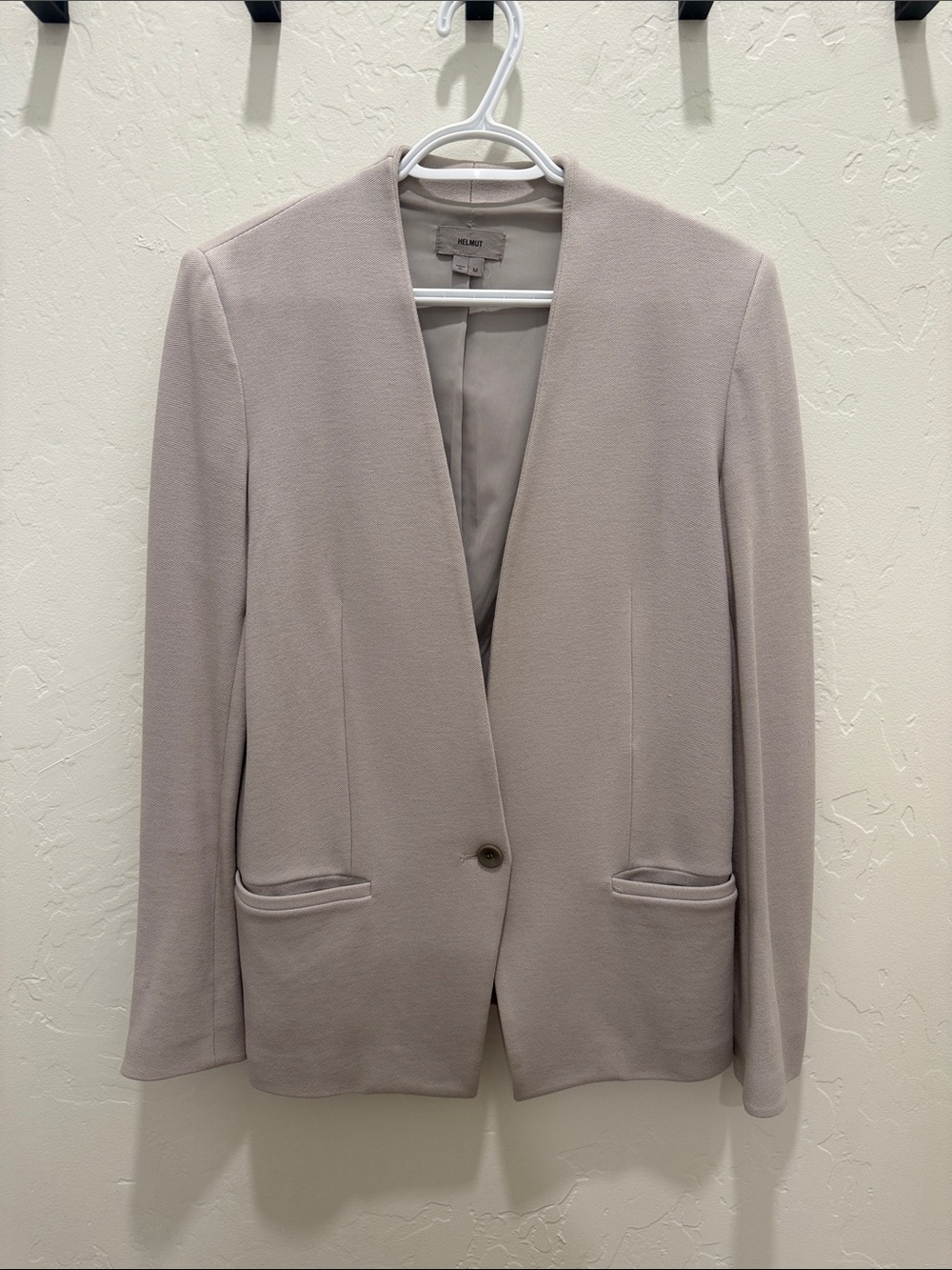 HELMUT by Helmut Lang Taupe Collarless Stretch Blazer Size Medium